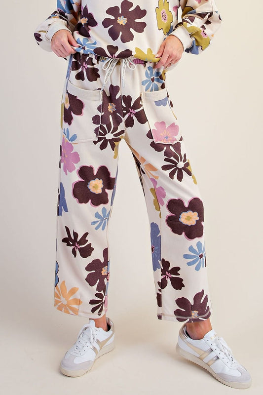 Easel Khaki Floral Print Pants