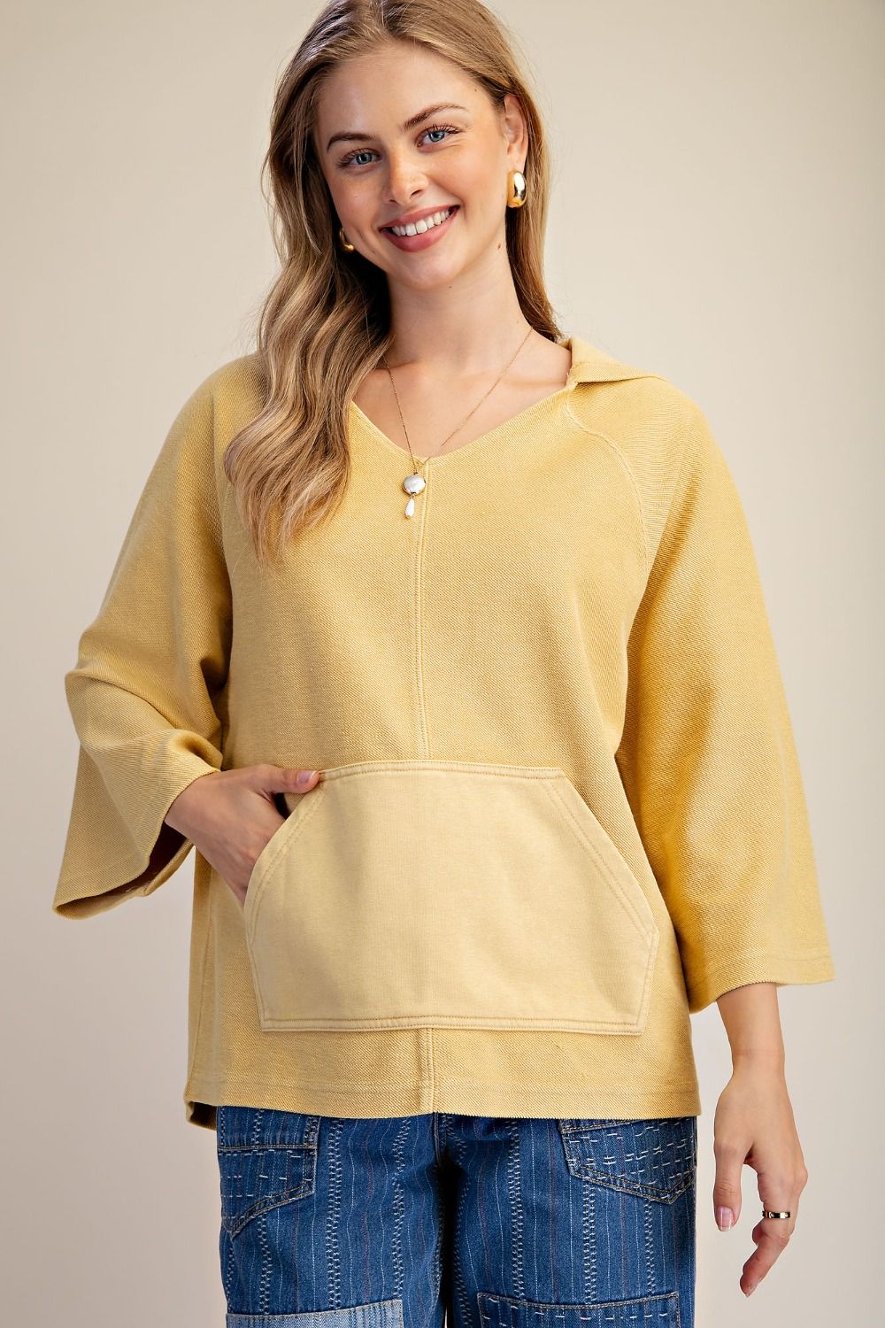 Easel Dijon Knit Hoodie Pullover