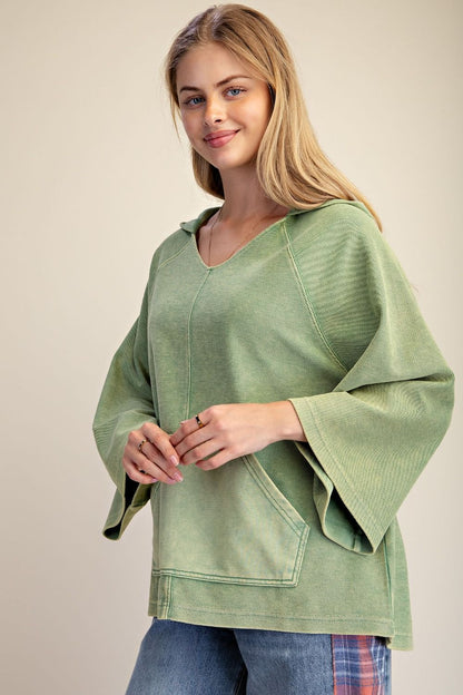 Easel Matcha Knit Hoodie Pullover