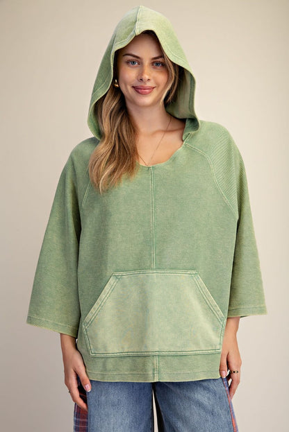 Easel Matcha Knit Hoodie Pullover
