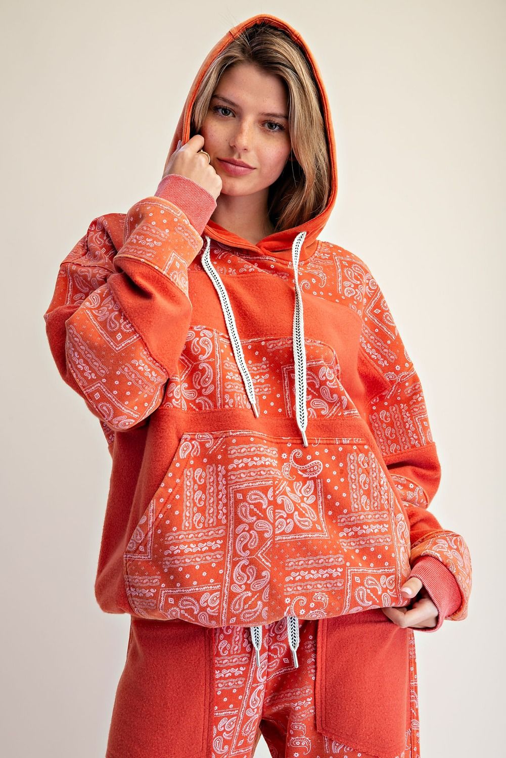 Easel Red Bandana Print Hoodie