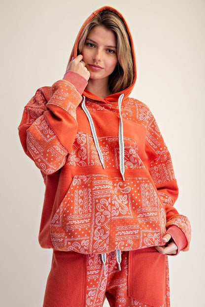 Easel Red Bandana Print Hoodie