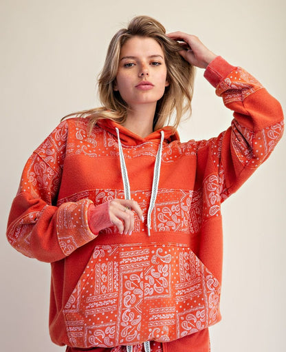 Easel Red Bandana Print Hoodie