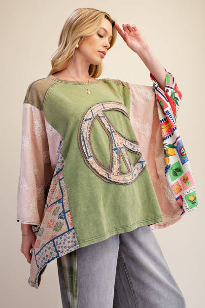 Easel Sage Peace Poncho Top