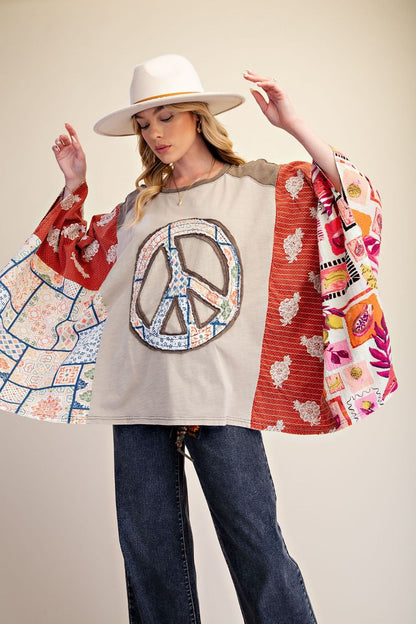 Easel Stone Peace Poncho Top