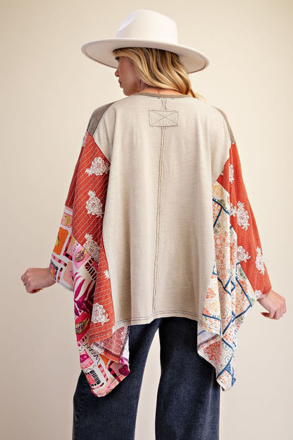Easel Stone Peace Poncho Top