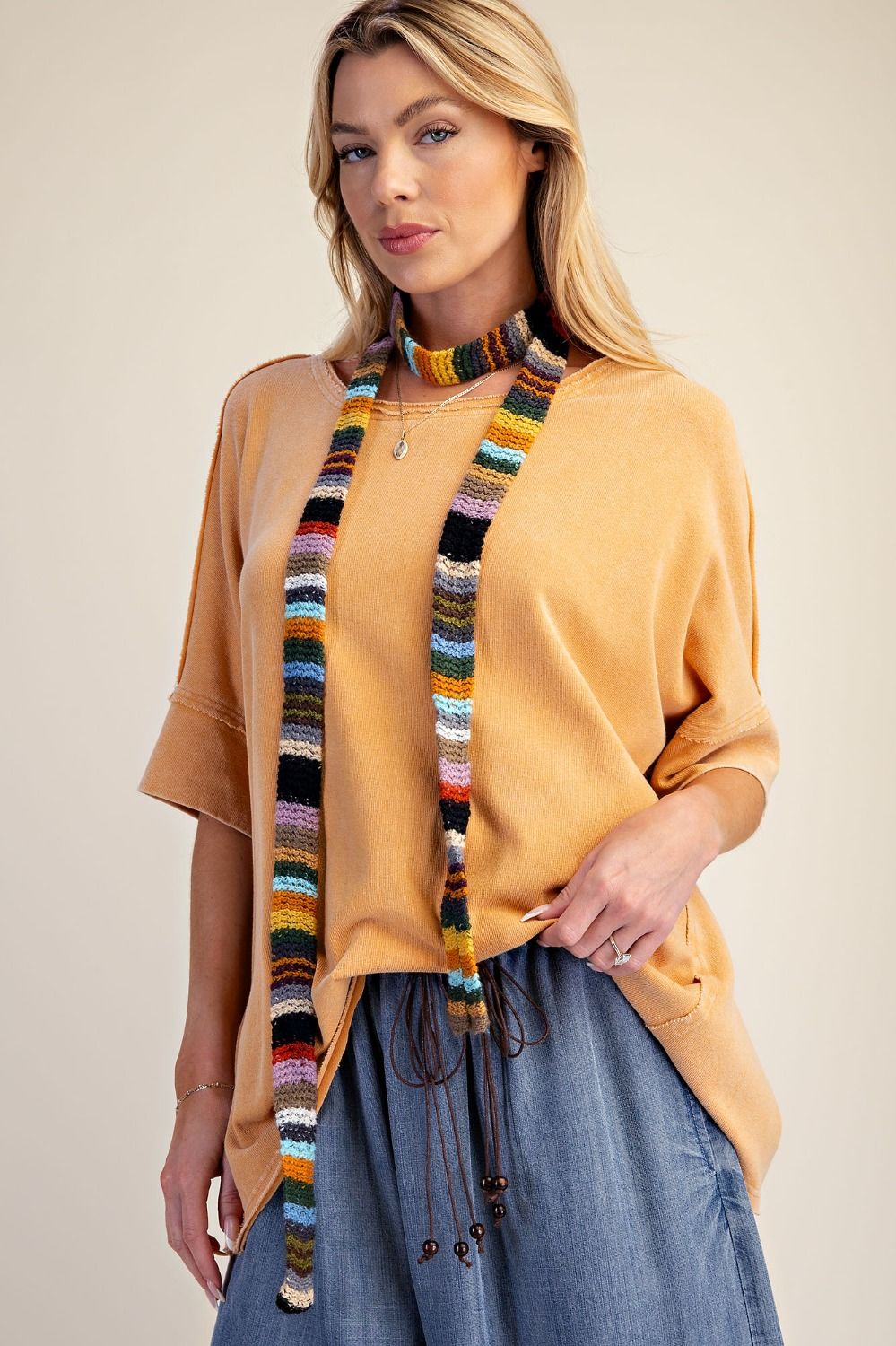 Easel Chai Latte Terry Knit Top