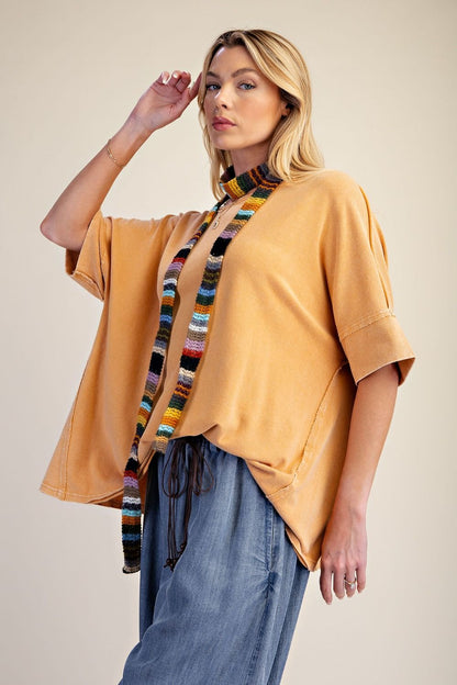 Easel Chai Latte Terry Knit Top