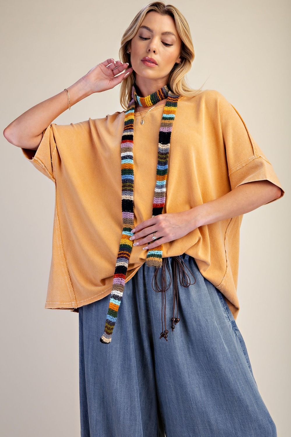 Easel Chai Latte Terry Knit Top