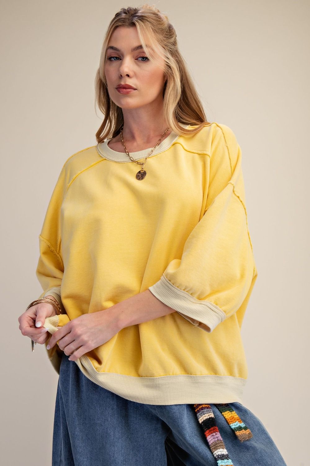 Easel Banana Terry Knit Pullover
