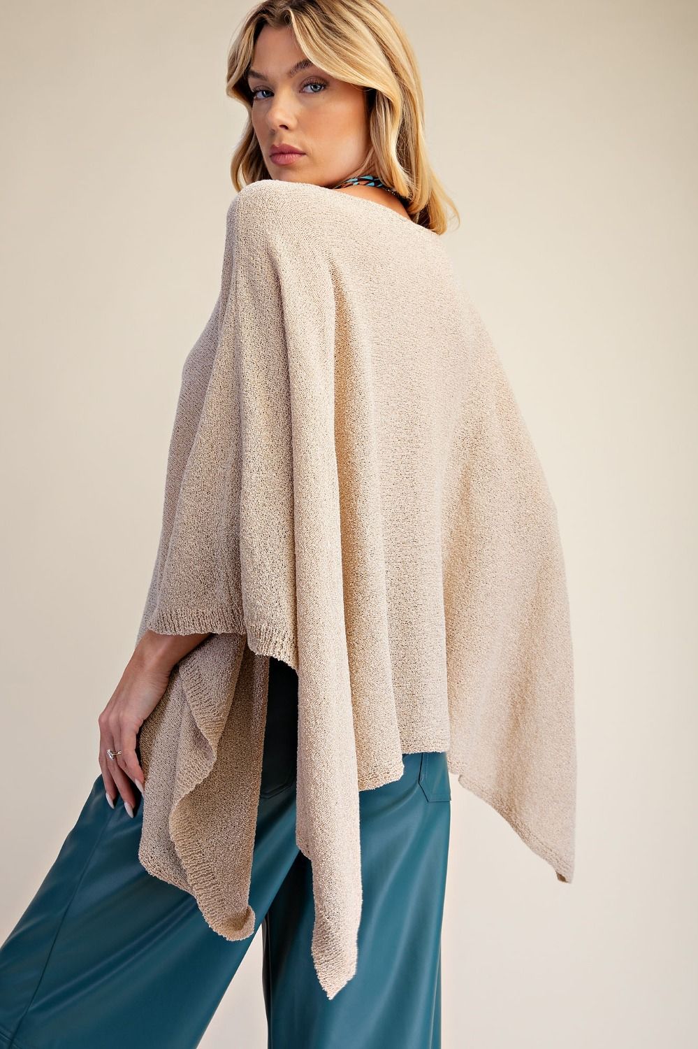 Easel Natural Knitted Sweater Poncho