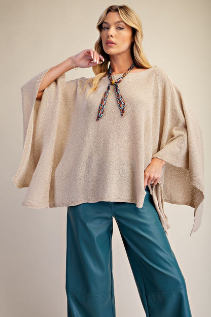 Easel Natural Knitted Sweater Poncho