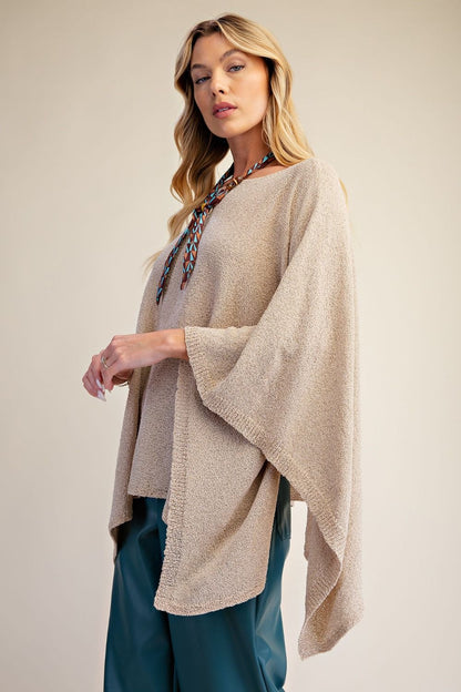 Easel Natural Knitted Sweater Poncho