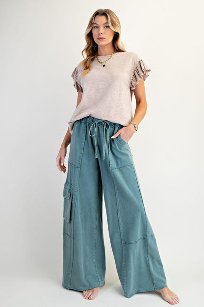 Easel Mushroom Ruffle Sleeve Top