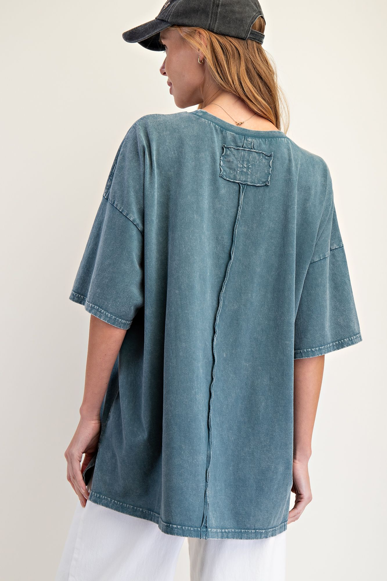 Crochet Pocket Tee Faded Teal