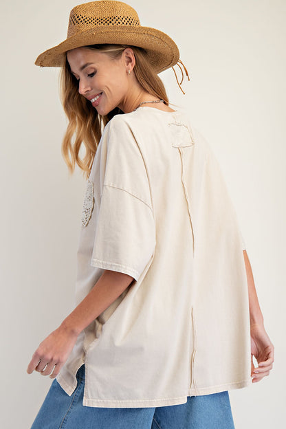 Crochet Pocket Tee Light Khaki