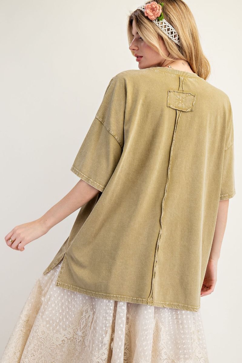 Crochet Pocket Tee Faded Olive