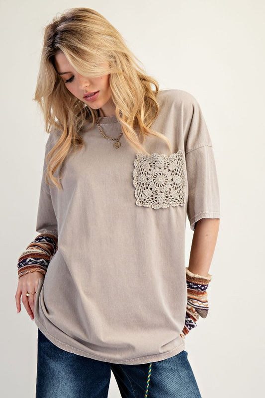 Crochet Pocket Tee Mushroom