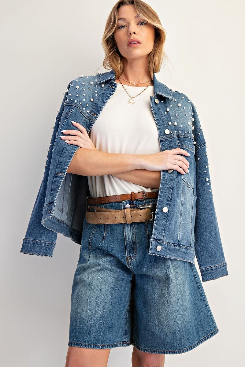 EASEL Pearl Denim Jacket
