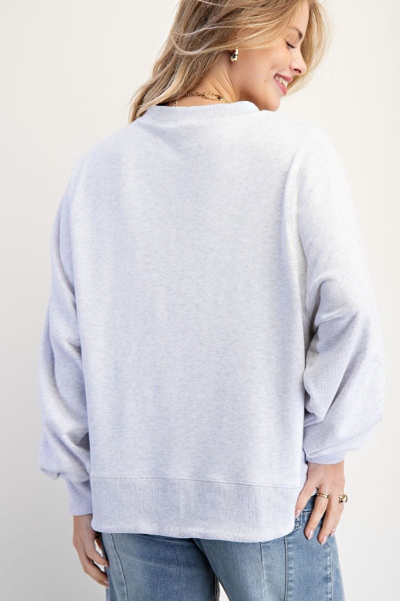 USA Patchwork Washed Terry Pullover Heather Grey