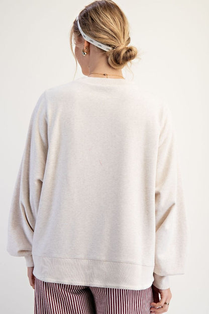 USA Patchwork Washed Terry Pullover Oatmeal
