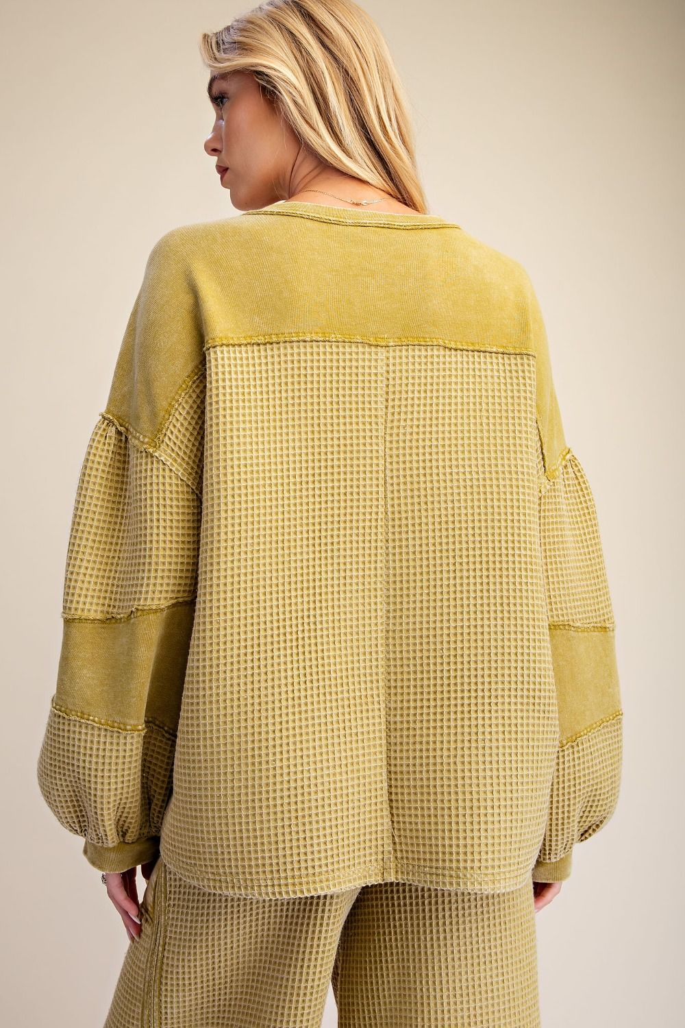 Easel Green Tea Thermal Knit Top