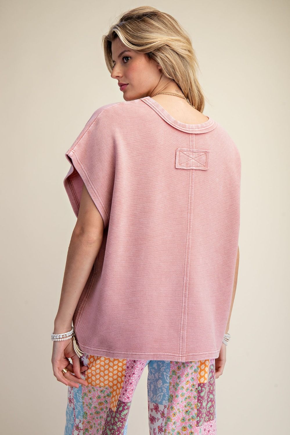 Easel Mauve Drop Shoulder Top