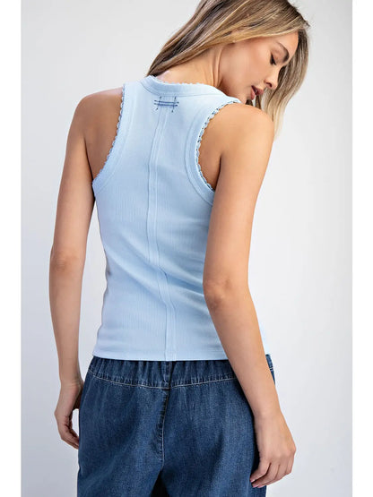 Sky Mist Ribbed Knit Tank