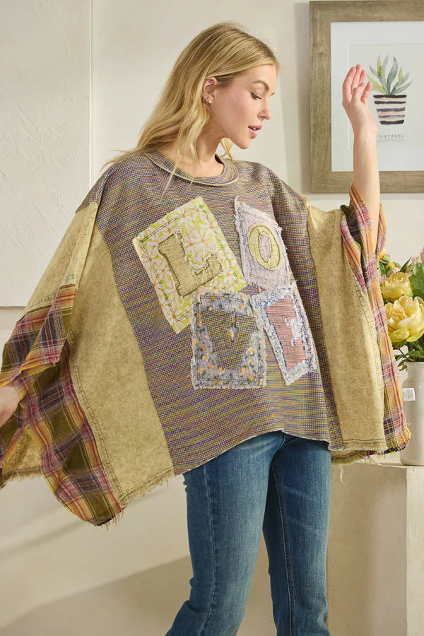 Olive Love Patchwork Mixed Fabric Top Oli & Hali