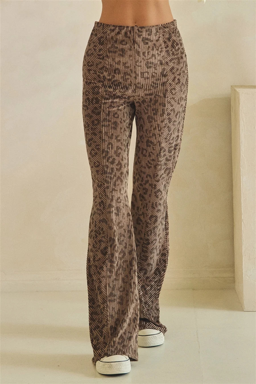 Oli & Hali Brown Leopard Velvet Flare Pants