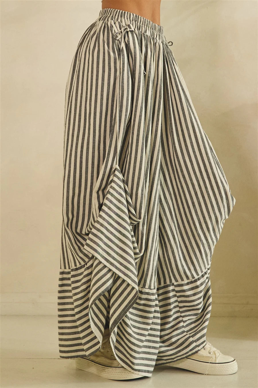 Oli & Hali Grey Stripe Asymmetric Gathered Pants