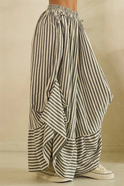 Oli & Hali Grey Stripe Asymmetric Gathered Pants