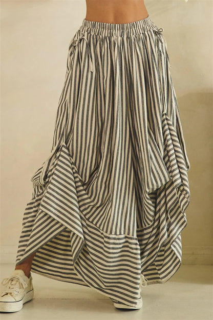 Oli & Hali Grey Stripe Asymmetric Gathered Pants