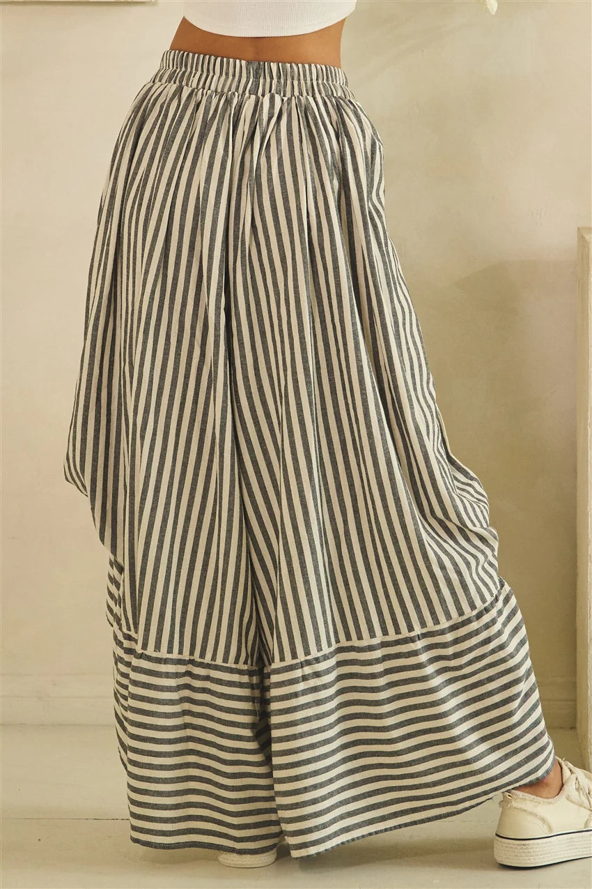 Oli & Hali Grey Stripe Asymmetric Gathered Pants