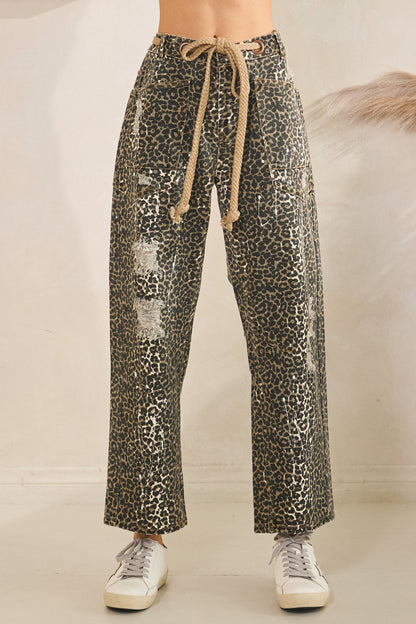 Oli & Hali Cheetah Print Drawstring Pants