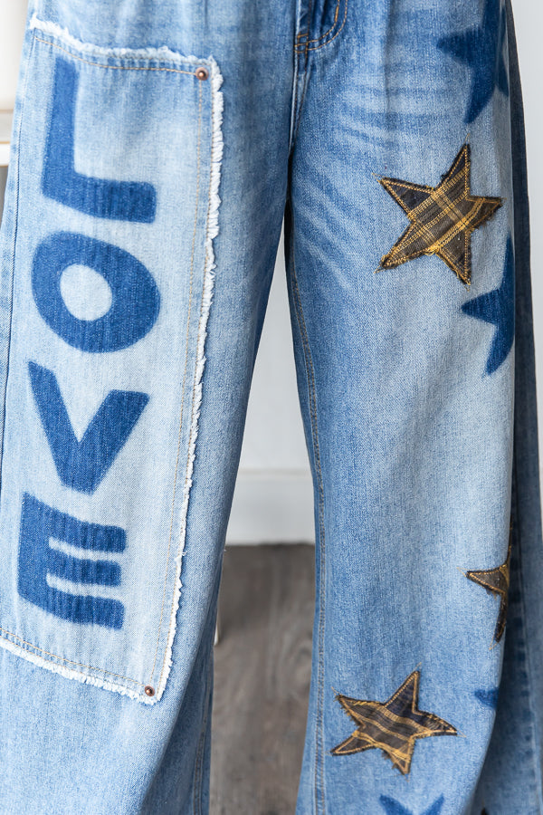 Love Star Patchwork Denim Jeans Oli & Hali