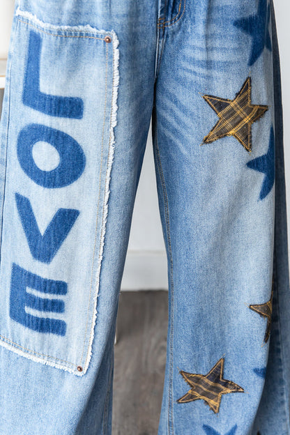 Love Star Patchwork Denim Jeans Oli & Hali