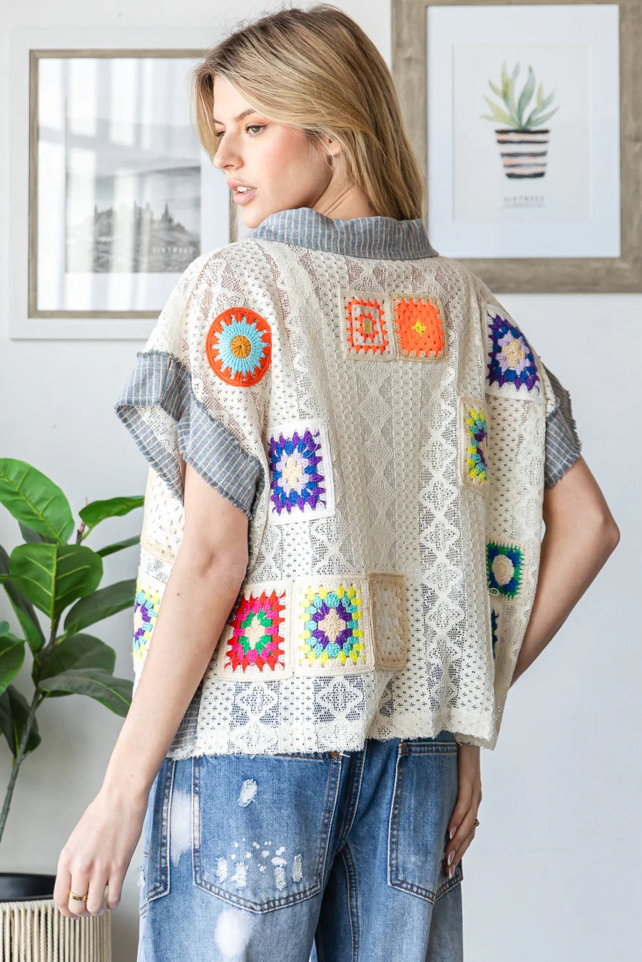 Oli & Hali Crochet Patch Lace Top