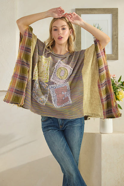 Olive Love Patchwork Mixed Fabric Top Oli & Hali