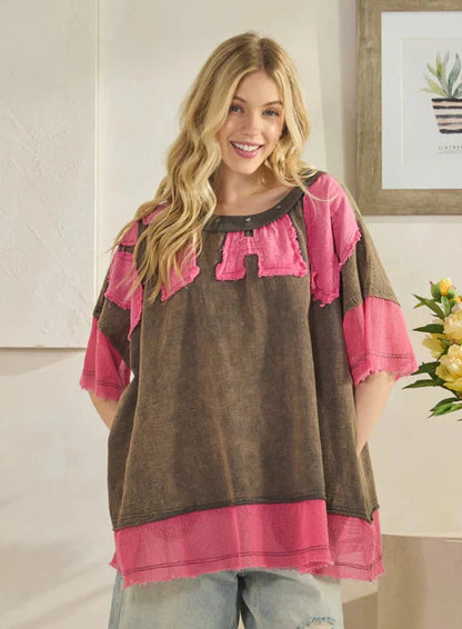 Oli & Hali Charcoal Star Patch Top