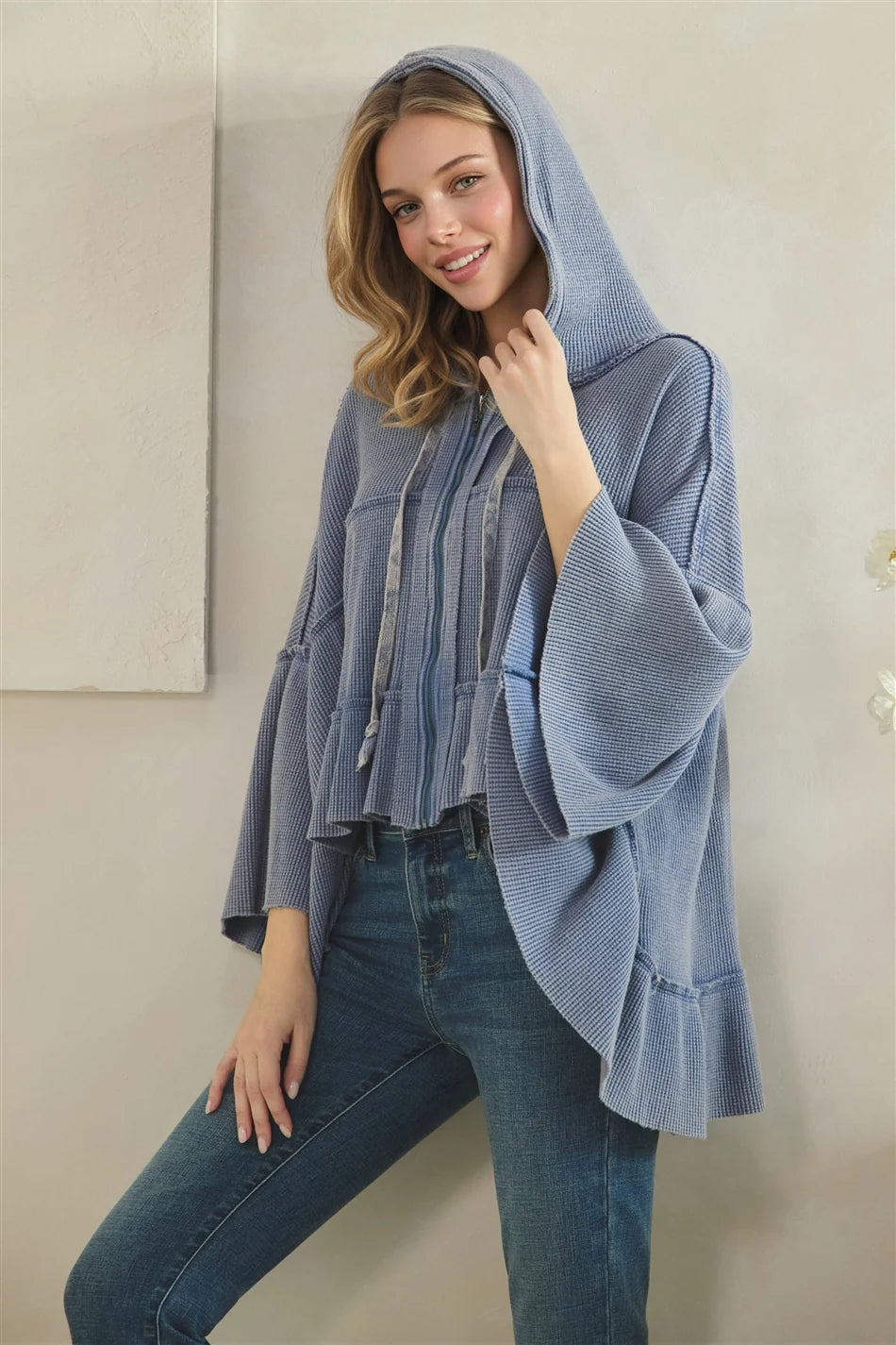 Oli & Hali Lt Blue Ruffle Zip Hoodie