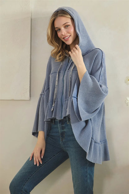 Oli & Hali Lt Blue Ruffle Zip Hoodie