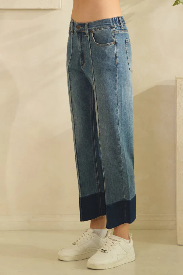 Oli & Hali Denim Contrast Crop Pants