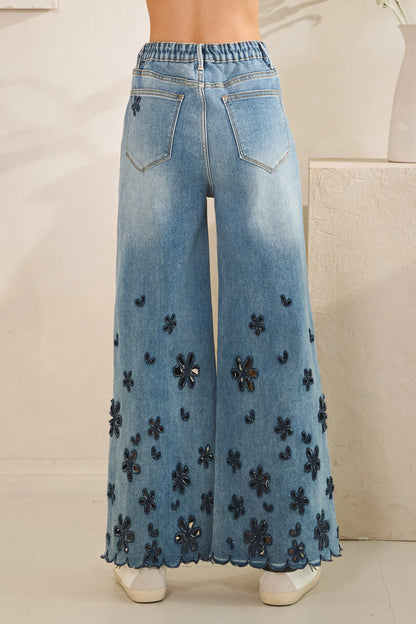 Oli & Hali Flower Cutout Denim Pants