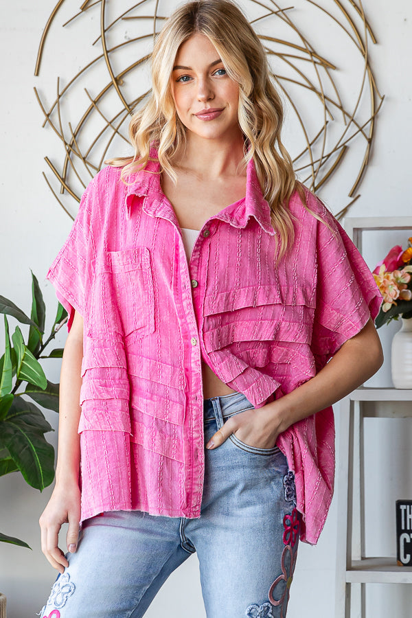 Oli & Hali Pink Detail Button Front Sleeveless Shirt
