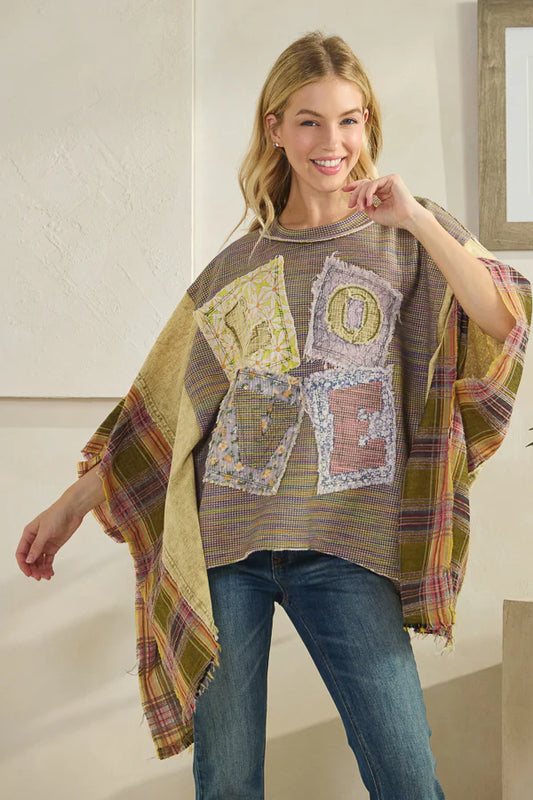 Olive Love Patchwork Mixed Fabric Top Oli & Hali