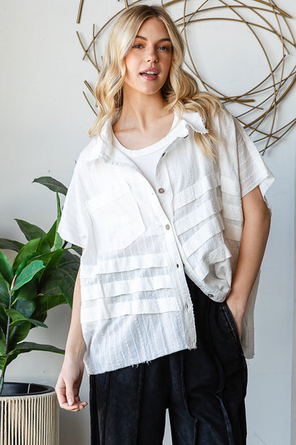Oli & Hali White Detail Button Front Sleeveless Shirt