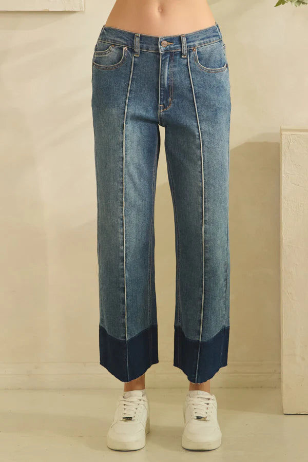 Oli & Hali Denim Contrast Crop Pants