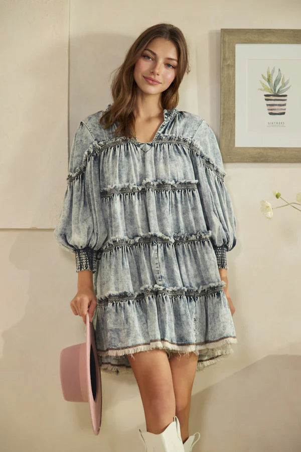 Oli & Hali Denim Tiered Tencel Dress