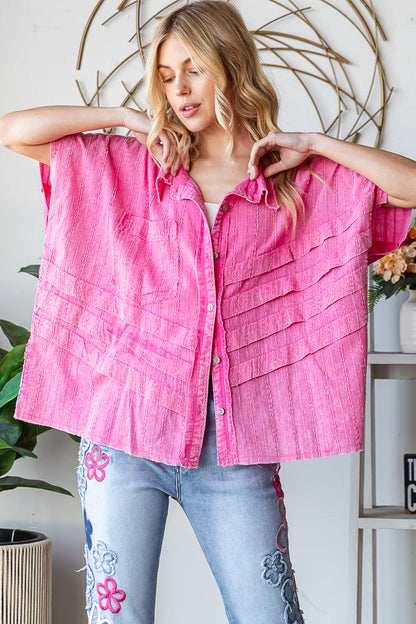 Oli & Hali Pink Detail Button Front Sleeveless Shirt